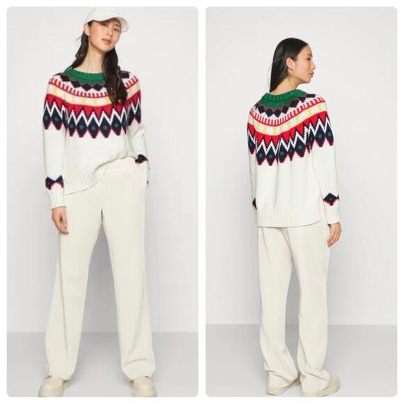 Aerie Fair Isle YOKE SKI- Jumper green multicolored  size large - Picture 1 of 11
